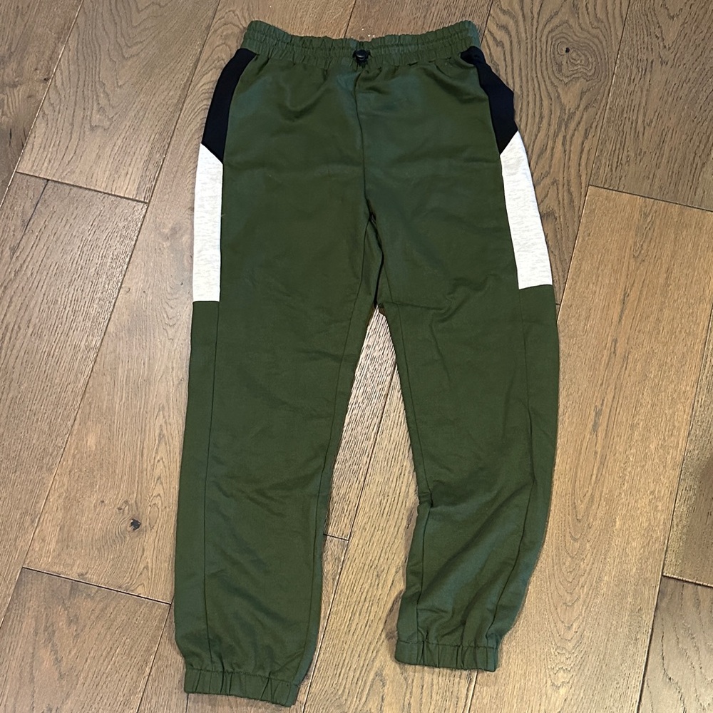Forest Green Joggers with Black and White Panels